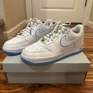 Nike Airforce Men’s White/University Blue Sneakers, 10